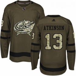 Youth Adidas Columbus Blue Jackets 13 Cam Atkinson Premier Green Salute to Service NHL Jersey 