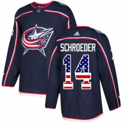 Youth Adidas Columbus Blue Jackets 14 Jordan Schroeder Authentic Navy Blue USA Flag Fashion NHL Jersey 