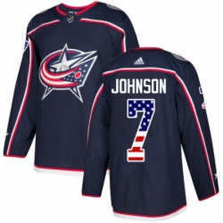 Youth Adidas Columbus Blue Jackets 7 Jack Johnson Authentic Navy Blue USA Flag Fashion NHL Jersey 