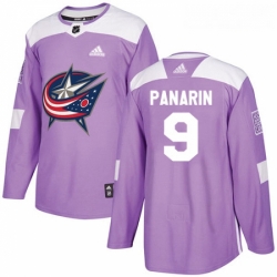 Youth Adidas Columbus Blue Jackets 9 Artemi Panarin Authentic Purple Fights Cancer Practice NHL Jersey 