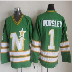 Dallas Stars #1 Gump Worsley Green CCM Throwback Stitched NHL Jersey