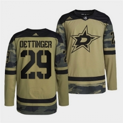 Men Dallas Stars 29 Jake Oettinger 2022 Camo Military Appreciation Night Stitched jersey