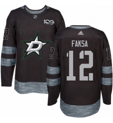 Mens Adidas Dallas Stars 12 Radek Faksa Authentic Black 1917 2017 100th Anniversary NHL Jersey 