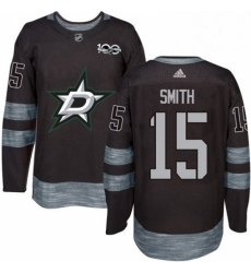 Mens Adidas Dallas Stars 15 Bobby Smith Premier Black 1917 2017 100th Anniversary NHL Jersey 