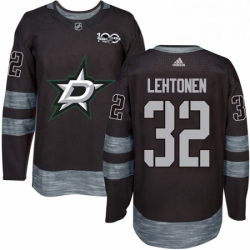 Mens Adidas Dallas Stars 32 Kari Lehtonen Authentic Black 1917 2017 100th Anniversary NHL Jersey 