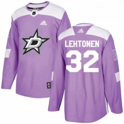 Mens Adidas Dallas Stars 32 Kari Lehtonen Authentic Purple Fights Cancer Practice NHL Jersey 
