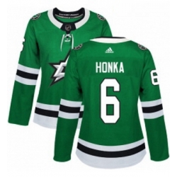 Womens Adidas Dallas Stars 6 Julius Honka Authentic Green Home NHL Jersey 