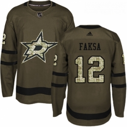 Youth Adidas Dallas Stars 12 Radek Faksa Authentic Green Salute to Service NHL Jersey 