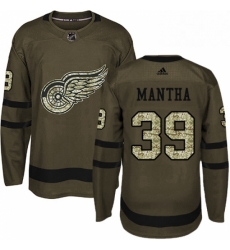 Mens Adidas Detroit Red Wings 39 Anthony Mantha Authentic Green Salute to Service NHL Jersey 