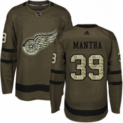 Mens Adidas Detroit Red Wings 39 Anthony Mantha Premier Green Salute to Service NHL Jersey 