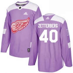 Mens Adidas Detroit Red Wings 40 Henrik Zetterberg Authentic Purple Fights Cancer Practice NHL Jersey 