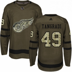 Mens Adidas Detroit Red Wings 49 Eric Tangradi Premier Green Salute to Service NHL Jersey 