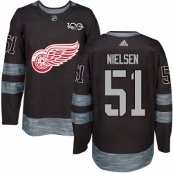 Mens Adidas Detroit Red Wings 51 Frans Nielsen Authentic Black 1917 2017 100th Anniversary NHL Jersey 