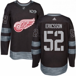 Mens Adidas Detroit Red Wings 52 Jonathan Ericsson Authentic Black 1917 2017 100th Anniversary NHL Jersey 