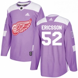 Mens Adidas Detroit Red Wings 52 Jonathan Ericsson Authentic Purple Fights Cancer Practice NHL Jersey 