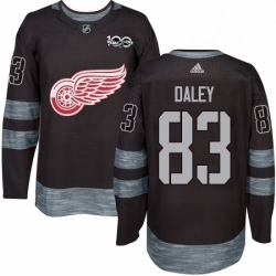 Mens Adidas Detroit Red Wings 83 Trevor Daley Premier Black 1917 2017 100th Anniversary NHL Jersey 