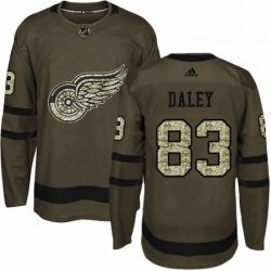 Mens Adidas Detroit Red Wings 83 Trevor Daley Premier Green Salute to Service NHL Jersey 