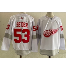 Red Wings 53 Moritz Seider White 2020 21 Reverse Retro Adidas Jersey