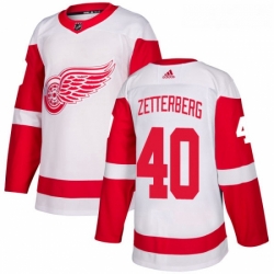 Womens Adidas Detroit Red Wings 40 Henrik Zetterberg Authentic White Away NHL Jersey 