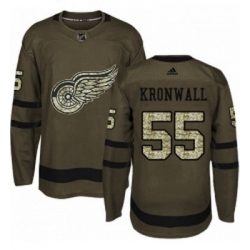 Youth Adidas Detroit Red Wings 55 Niklas Kronwall Premier Green Salute to Service NHL Jersey 