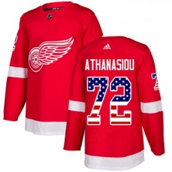 Youth Adidas Detroit Red Wings 72 Andreas Athanasiou Authentic Red USA Flag Fashion NHL Jersey 