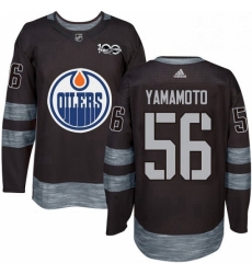 Mens Adidas Edmonton Oilers 56 Kailer Yamamoto Authentic Black 1917 2017 100th Anniversary NHL Jersey 