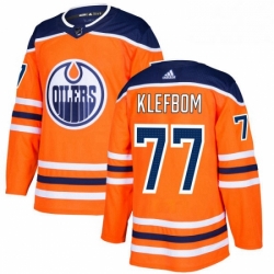 Mens Adidas Edmonton Oilers 77 Oscar Klefbom Authentic Orange Home NHL Jersey 