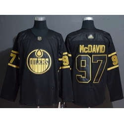 Oilers 97 Connor McDavid Black Gold Authentic Stitched Hockey Jersey