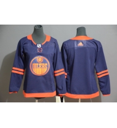 Women Oilers Blank Navy 50th Anniversary Adidas Jersey