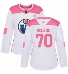 Womens Adidas Edmonton Oilers 70 Ryan McLeod Authentic White Pink Fashion NHL Jersey 