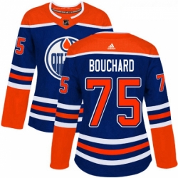 Womens Adidas Edmonton Oilers 75 Evan Bouchard Authentic Royal Blue Alternate NHL Jersey 