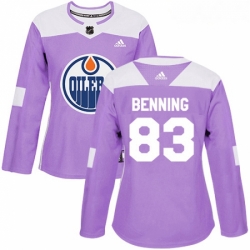 Womens Adidas Edmonton Oilers 83 Matt Benning Authentic Purple Fights Cancer Practice NHL Jersey 