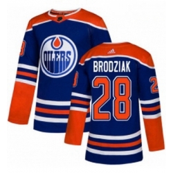 Youth Adidas Edmonton Oilers 28 Kyle Brodziak Authentic Royal Blue Alternate NHL Jersey 