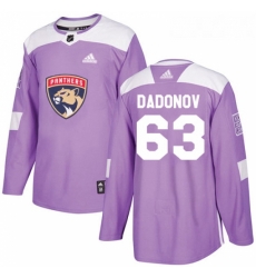 Youth Adidas Florida Panthers 63 Evgenii Dadonov Authentic Purple Fights Cancer Practice NHL Jersey 