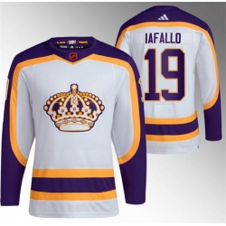 Men Los Angeles Kings 19 Alex Iafallo White 2022 Reverse Retro Stitched Jersey