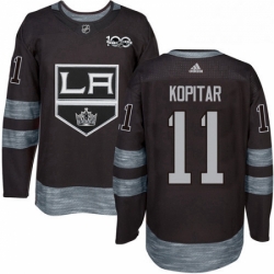 Mens Adidas Los Angeles Kings 11 Anze Kopitar Authentic Black 1917 2017 100th Anniversary NHL Jersey 