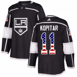 Mens Adidas Los Angeles Kings 11 Anze Kopitar Authentic Black USA Flag Fashion NHL Jersey 