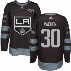 Mens Adidas Los Angeles Kings 30 Rogie Vachon Premier Black 1917 2017 100th Anniversary NHL Jersey 