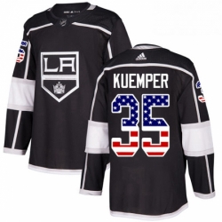 Mens Adidas Los Angeles Kings 35 Darcy Kuemper Authentic Black USA Flag Fashion NHL Jersey 