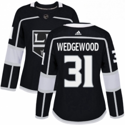 Womens Adidas Los Angeles Kings 31 Scott Wedgewood Authentic Black Home NHL Jersey 
