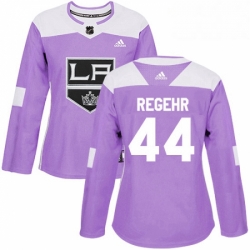 Womens Adidas Los Angeles Kings 44 Robyn Regehr Authentic Purple Fights Cancer Practice NHL Jersey 