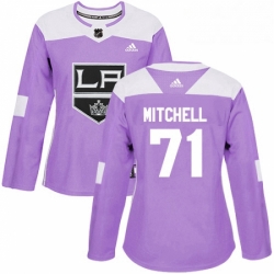 Womens Adidas Los Angeles Kings 71 Torrey Mitchell Authentic Purple Fights Cancer Practice NHL Jersey 