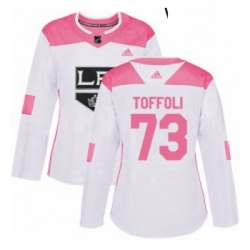 Womens Adidas Los Angeles Kings 73 Tyler Toffoli Authentic WhitePink Fashion NHL Jersey 