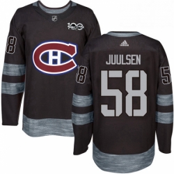 Mens Adidas Montreal Canadiens 58 Noah Juulsen Authentic Black 1917 2017 100th Anniversary NHL Jersey 