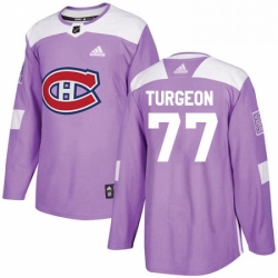 Mens Adidas Montreal Canadiens 77 Pierre Turgeon Authentic Purple Fights Cancer Practice NHL Jersey 