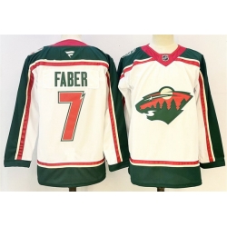Men Minnesota Wild 7 Brock Faber White 2025 25th Anniversary Stitched Hockey Jersey