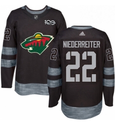 Mens Adidas Minnesota Wild 22 Nino Niederreiter Authentic Black 1917 2017 100th Anniversary NHL Jersey 