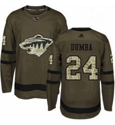 Mens Adidas Minnesota Wild 24 Matt Dumba Authentic Green Salute to Service NHL Jersey 