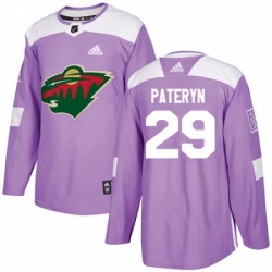 Mens Adidas Minnesota Wild 29 Greg Pateryn Authentic Purple Fights Cancer Practice NHL Jersey 