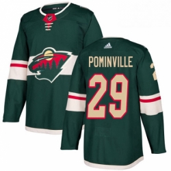 Mens Adidas Minnesota Wild 29 Jason Pominville Green Home Authentic Stitched NHL Jersey 